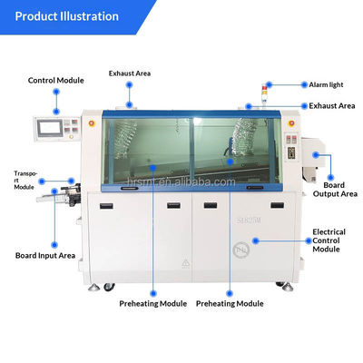 380V 60Hz SMT Mini Automatic Dual Wave PCB Through-hole Precision Wave Soldering Machine Lead Free With PLC Touchscreen Control