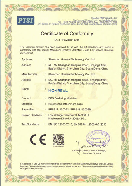 China Shenzhen Honreal Technology Co.,Ltd certification